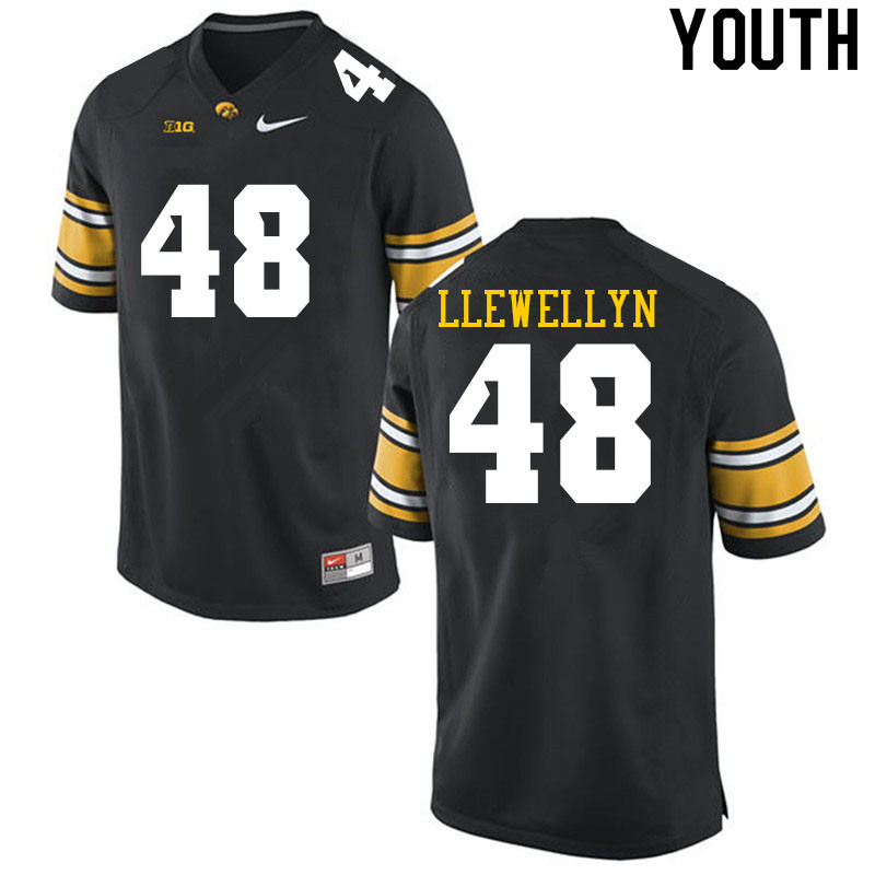 Youth #48 Max Llewellyn Iowa Hawkeyes College Football Jerseys Sale-Black - Click Image to Close